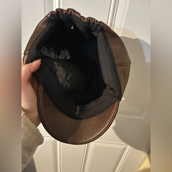 Free People Brown Carrie Distressed Lieutenant Hat New faux leather cap - Picture 9 of 11